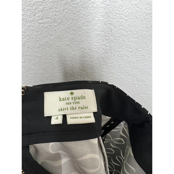 Kate Spade 4 Ribbon Bow Flared Skirt Black White - Picture 3 of 4
